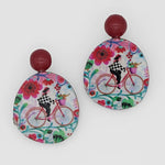 Sylca Bicycle Decoupage Earrings Style ZA23E07