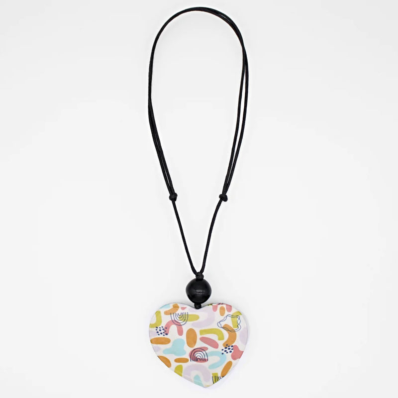 Sylca Multi Color Rainbow Heart Pendant Necklace Style ZA23N04