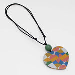 Sylca Multi Color Geometric Heart Pendant Necklace Style ZA23N02