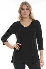 Alisha D Travelwear V Neck 3/4 Sleeve Straight Hem Top Style ADT-85