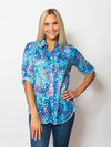 SnoSkins Printed Crinkle Mesh Sweetheart ButtonBlouse 89593-25S