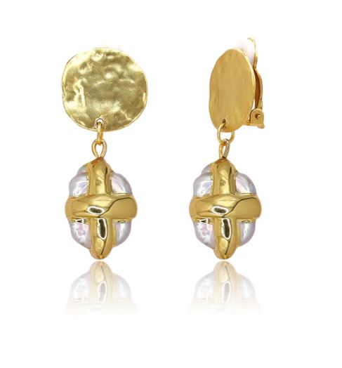 Karine Sultan Freshwater Pearl Drop Briza Clip-on Earrings