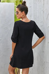 Treschic Buttoned V-Neck Dress Style T3236S