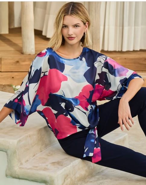 Frank Lyman Floral Puff Sleeve Pullover Style 256102 S25