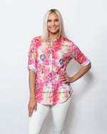 FINAL SALE SnoSkins Printed Crinkle Mesh Twist Front with Short sleeve 89610-24S