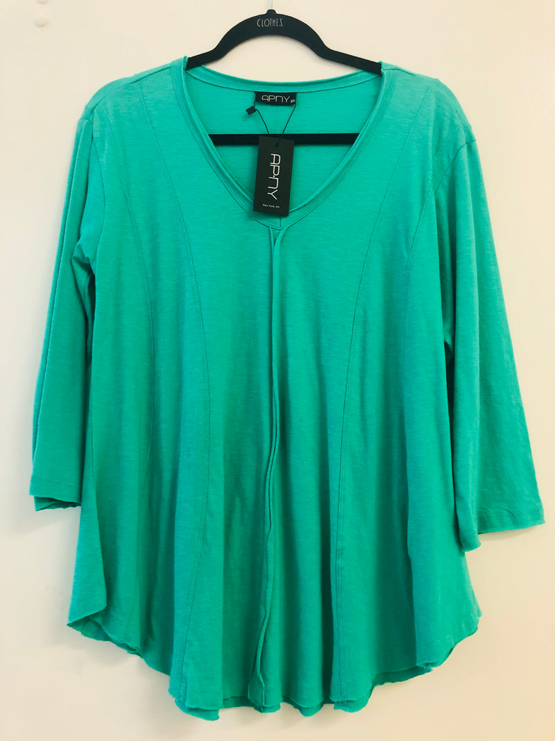 FINAL SALE APNY Top 1245 Garden Green&nbsp; V neck