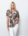 SnoSkins Printed Crinkle Mesh Twist Front with Short sleeve 89610-24S