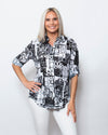 SnoSkins Printed Crinkle Mesh V-Neck  89564-24S