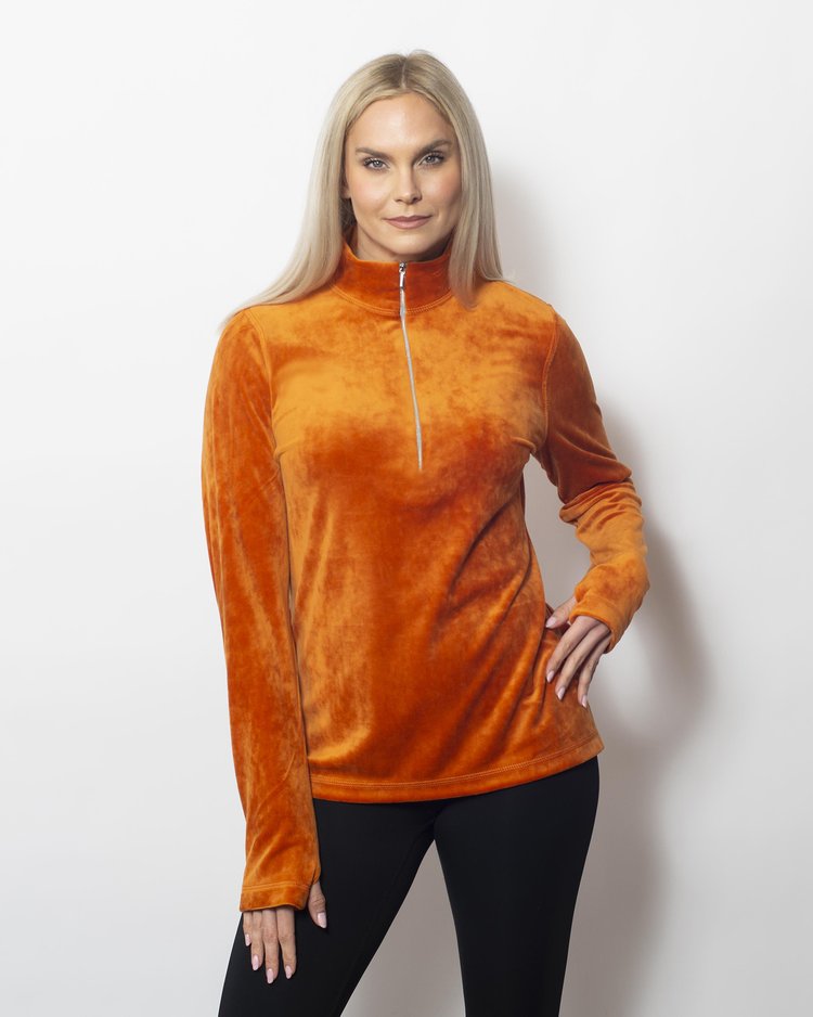 Snoskins Plush Microfleece V-Neck Pullover oversized fit, high low shaped hem Contrast Trim 82619-24F