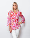 FINAL SALE SnoSkins Printed Crinkle Mesh Twist Front with Short sleeve 89610-24S