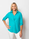 Snoskins Pucker Knit Button Shirt with 3/4 sleeves and Tab 88594-25S