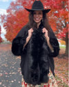 Ellyndale  ESH-193879 Faux fur kimono Cape with solid color