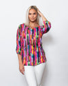 FINAL SALE SnoSkins Printed Crinkle Mesh Twist Front with Short sleeve 89610-24S