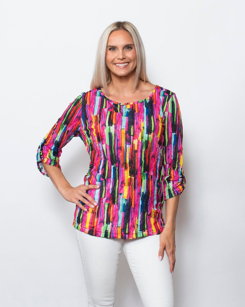 SnoSkins Printed Crinkle Mesh V-Neck  89564-24S