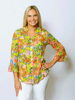 SnoSkins Printed Crinkle Mesh Sweetheart ButtonBlouse 89593-25S