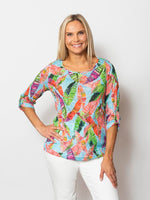 SnoSkins Printed Crinkle Mesh Sweetheart ButtonBlouse 89593-25S