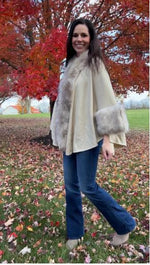 Ellyndale Fur Collar Shawl Warm Cardigan solid color ESH-193879