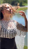 Ellyndale Lace Poncho with all over Pearls attached