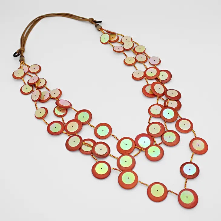 Sylca Orange Iridescent Arabella Necklace UN23N06 ORANGE