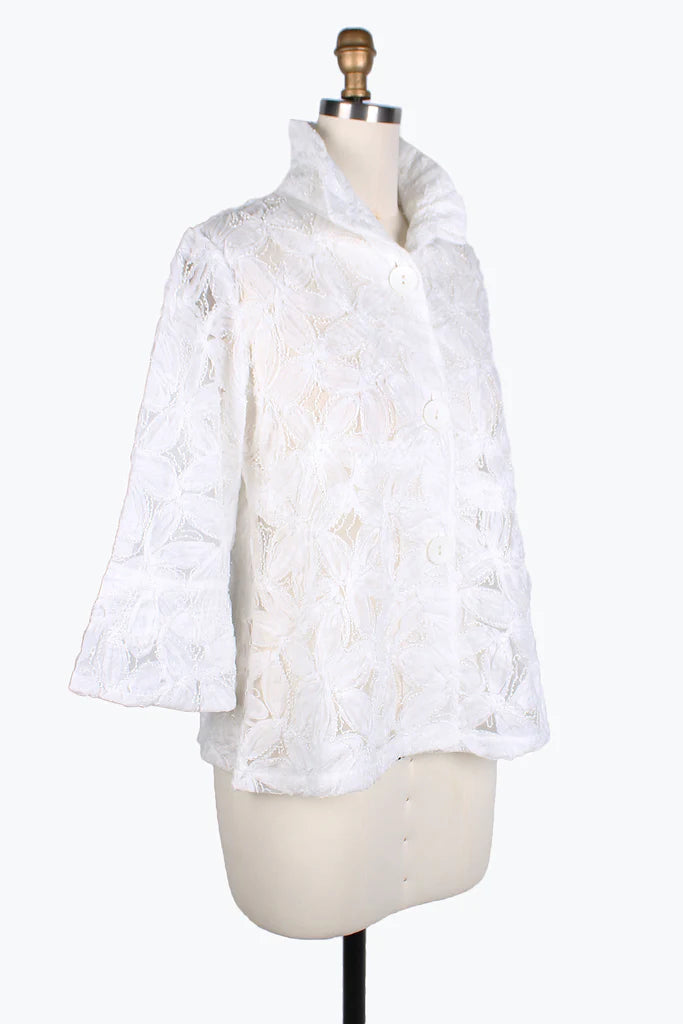 Damee Beaded Flower jacket style 2381 Wht