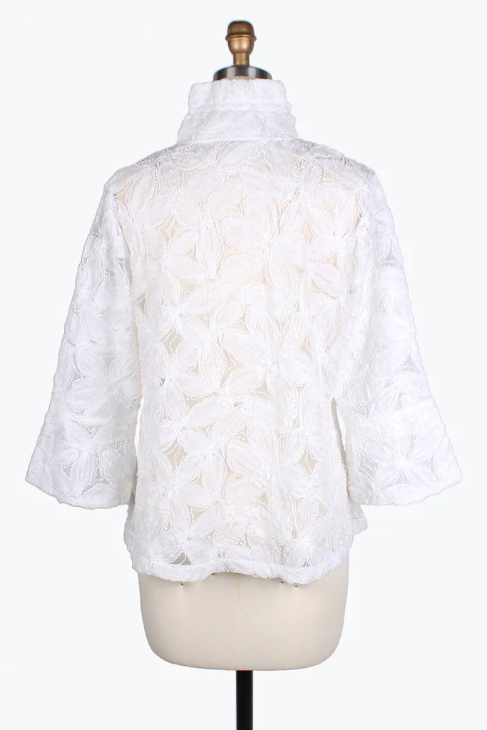 Damee Beaded Flower jacket style 2381 Wht