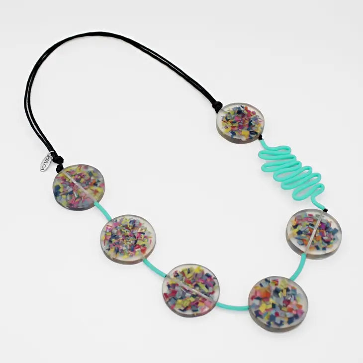 Sylca Aqua Confetti Statement Necklace SD23N13 AQUA