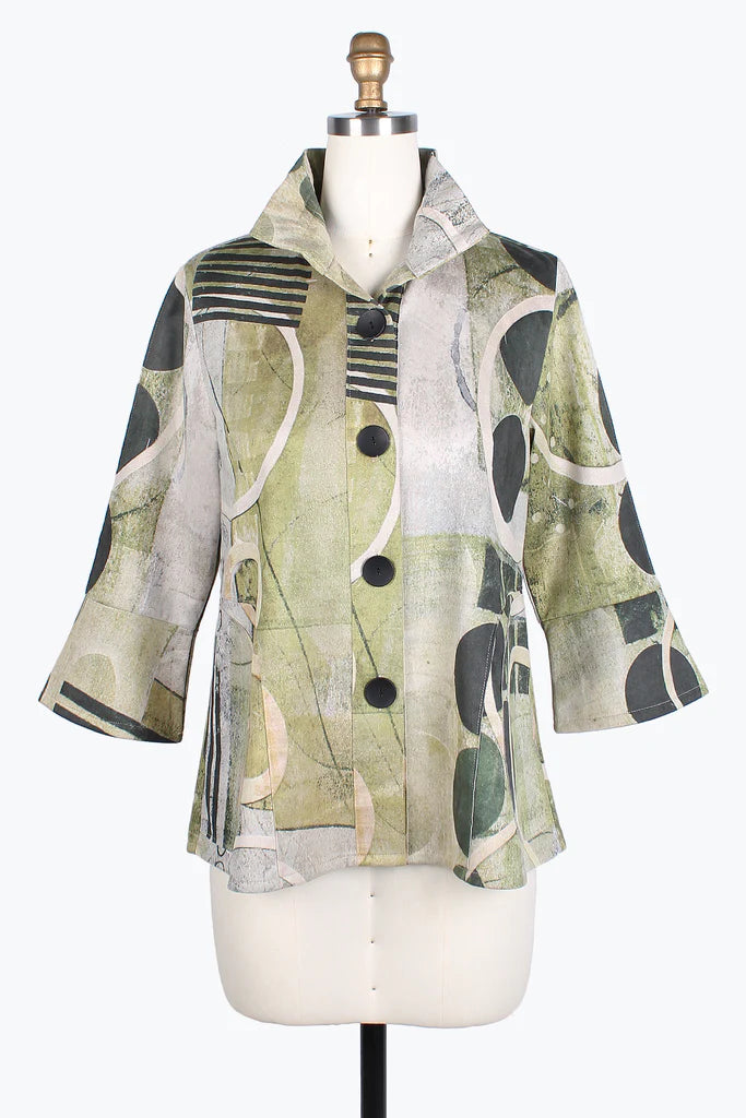 Damee Circles & Stripes Suede Jacket 4765-GRN