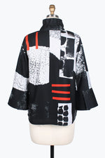 Damee Abstract Collage Ribbed Jacket 4772-BLK