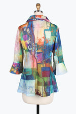 Damee Watercolor art double collar jacket 4810-Green