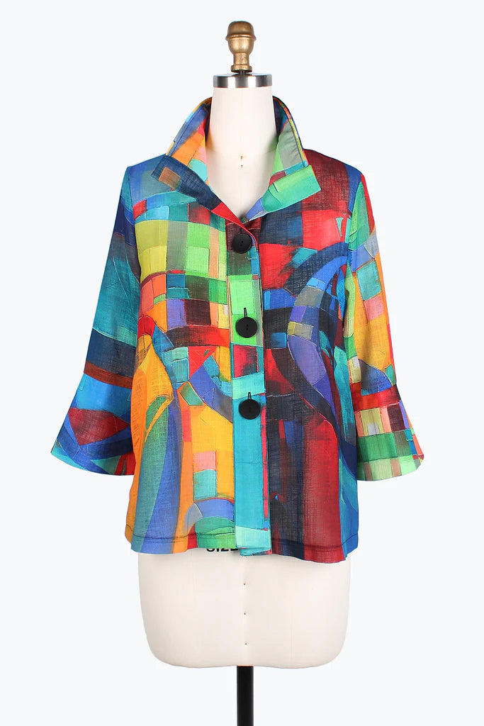 Damee abstract painting short jacket 4813-Mlt