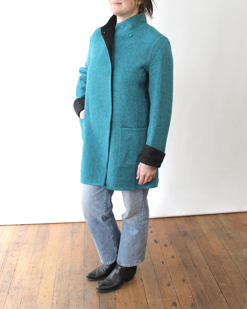 Beyond Threads IXT239 Rev Asymmetric Coat - CHARPEACOCK