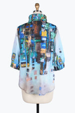 Damee Square painting short shirt 7092-BLU