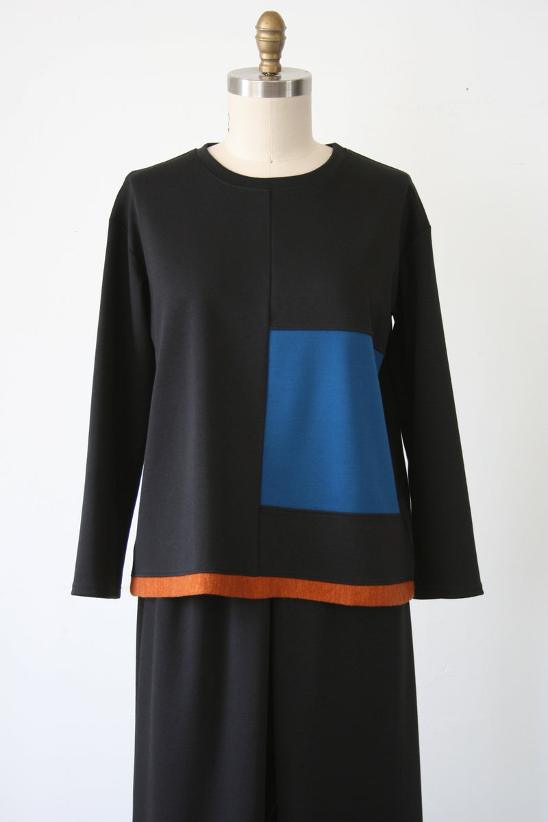 Christopher Calvin - Black Top - Blue and Orange Design