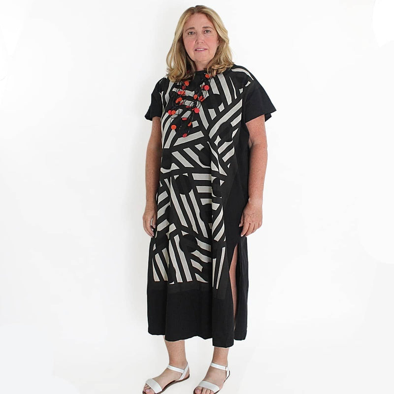 Sylca Geometric Stripe and Dot Design Caftan MA21D09