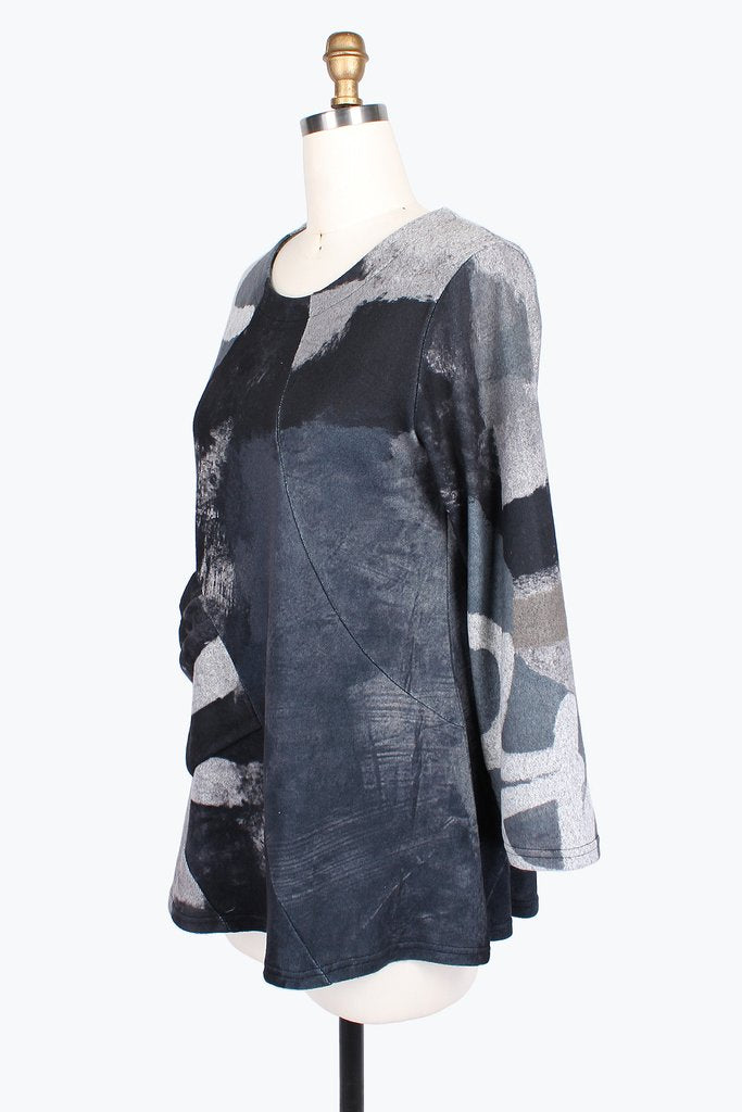 Damee Abstract Square Print Tunic style 9187-Gry