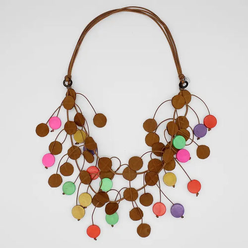 Sylca Multi Color Penny Dangle Necklace UN23N09 MULTI