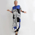 Sylca Royal Blue Abstract Kaftan AN19K06