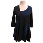 Andria Lieu Blue Black Tunic top L