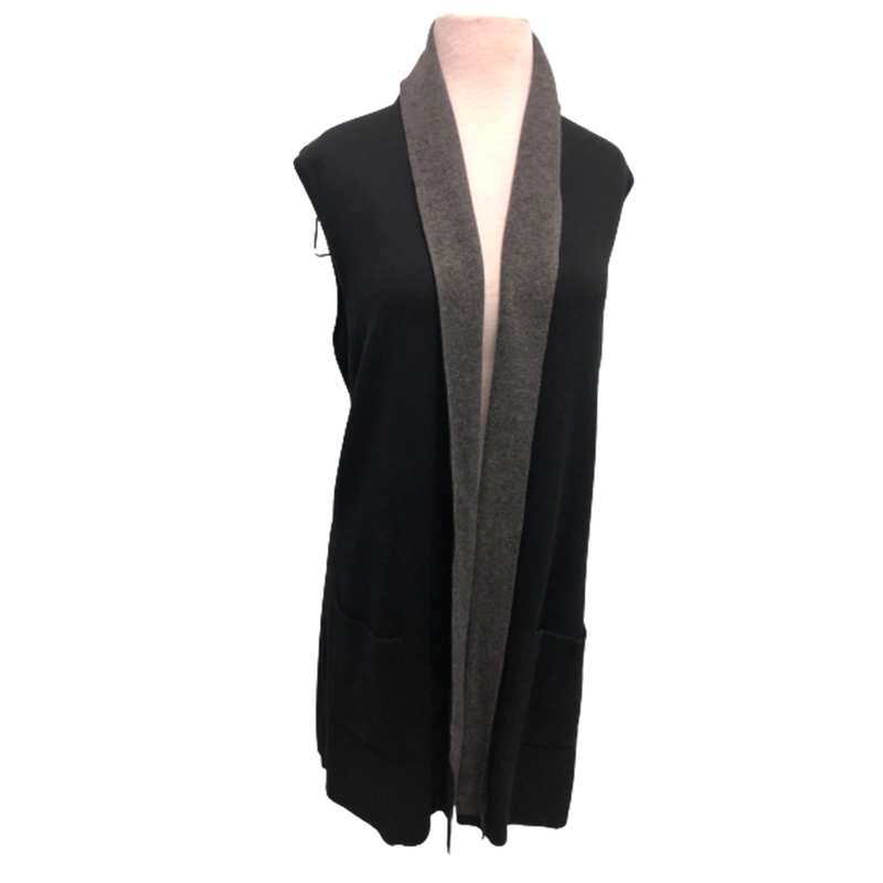 Long Cardigan Vest Gray/Black Size L