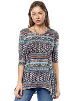 Tianello: "Zuni" Print Cotton Burnout Asbury Tunic CJZU-610-WAS-XS