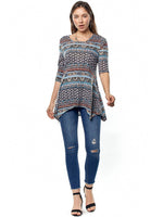 Tianello: "Zuni" Print Cotton Burnout Asbury Tunic CJZU-610-WAS-XS