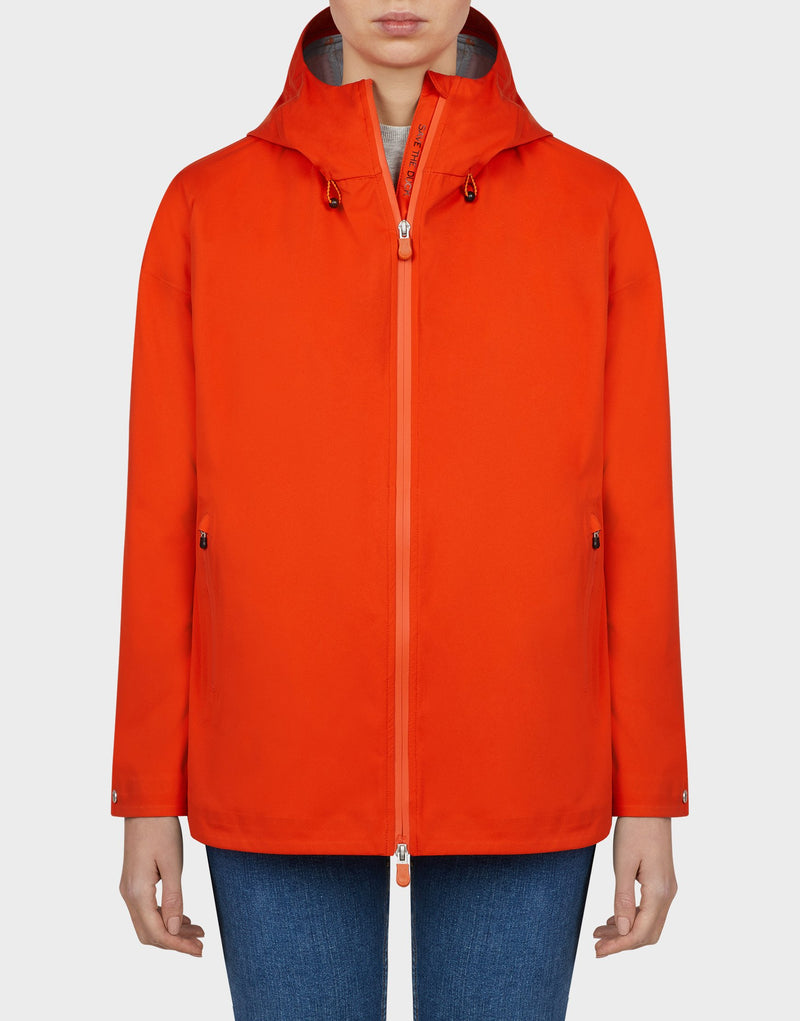 Save the Duck Womens Bark Hooded Coat in Tangerine Orange