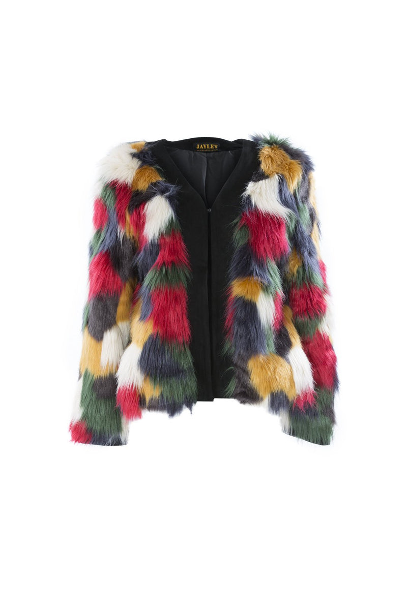 Jayley Faux Fur Coat FMJ295A-MULTI