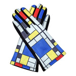 Fine Art Mondrian Composition Ii With Red, Blue, And Yellow Texting Gloves