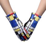 Fine Art Mondrian Composition Ii With Red, Blue, And Yellow Texting Gloves