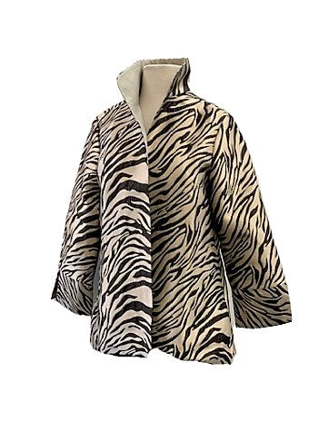 Grace Chuang Jacket JA 2174-2881 High & low metallic zebra print