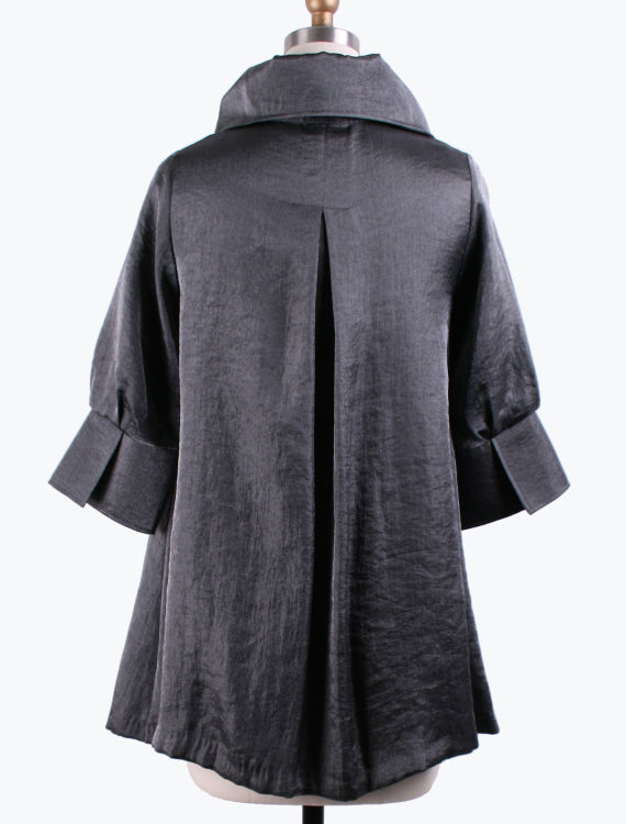 DAMEE NYC GREY LONG SWING JACKET WITH POCKETS 200