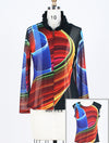 DAMEE NYC MULTI COLOR ABSTRACT HOLOGRAPHIC MESH TWIN SET 31371