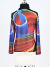 DAMEE NYC MULTI COLOR ABSTRACT HOLOGRAPHIC MESH TWIN SET 31371