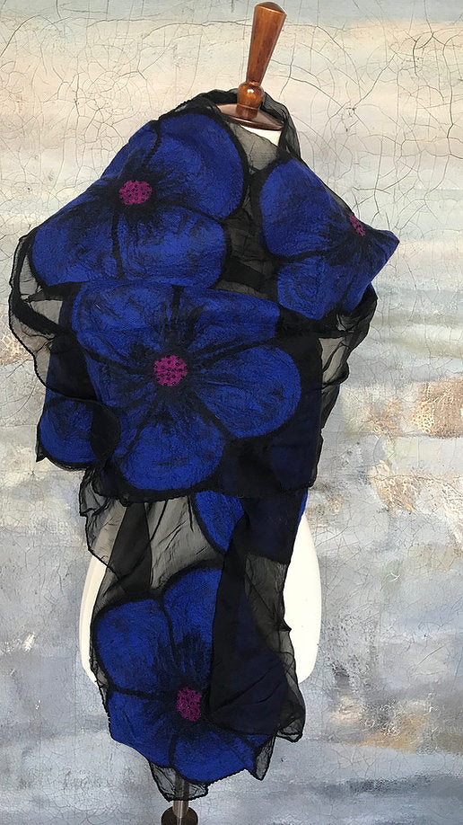 POMEGRANATE MOON MIDNIGHT FLOWER SCARF